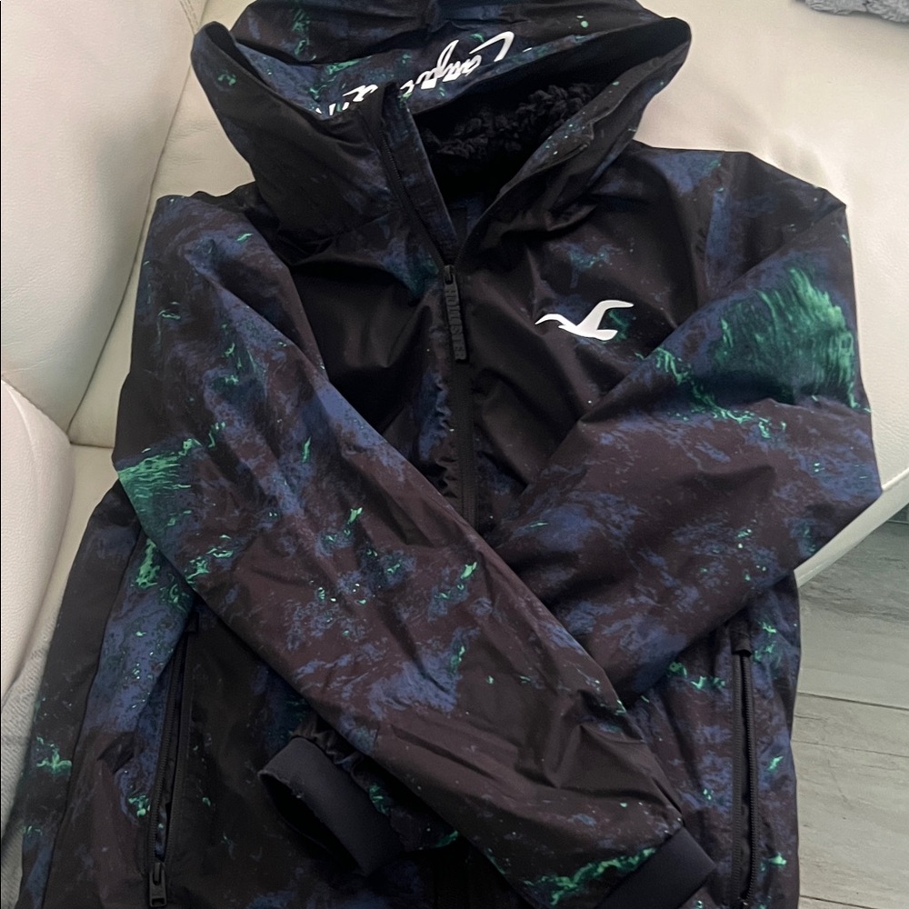 Hollister Black and Blue Hooded Jacket